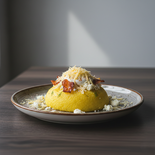 Mamaliguta cu branza de burduf,smantana,cascava,bacon