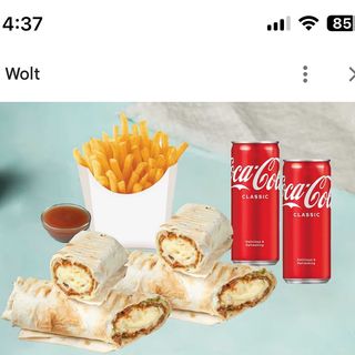 33. 2 Dhurm kebab ( patat + 2 refresco)