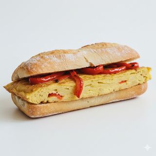 Bocadillo De Tortilla Española Con Pimientos