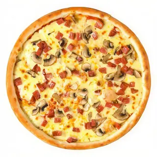 Pizza jamón, queso y champiñones