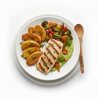 Fish barbecue and plantain