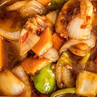 Gambas con salsa sechuan (picante)