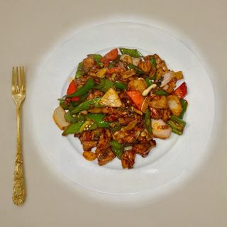 Panceta de cerdo con pimiento verde