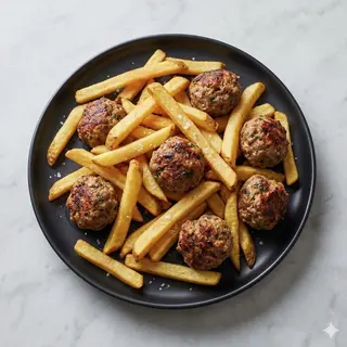 Patatine con polpette