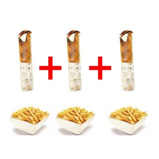  3Sandwich Chawarma Poulet +3 Frites +3 Soda  + 3 Mhalbia