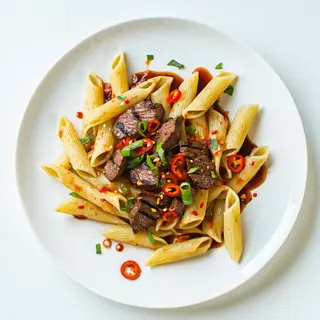 Pasta sweet chilli biftek