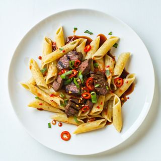 Pasta sweet chilli biftek