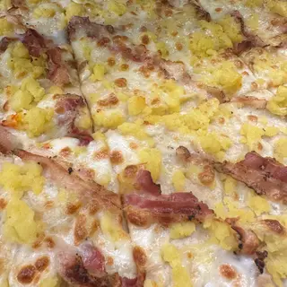 Patate schiacciate e pancetta