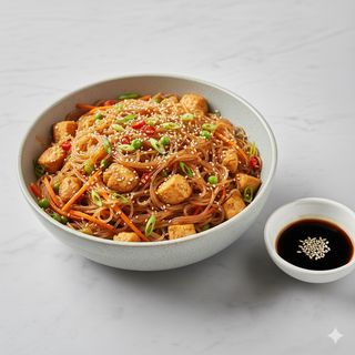 Spaghetti di riso con pollo