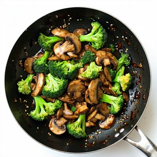 Champiñones Y Brócolis Al Wok