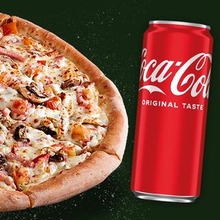 Zestaw mała Capricciosa na grubym cieście + Coca-Cola puszka 0,33l