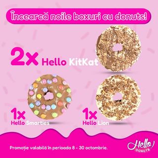 Nou - Pachet 4 Donuts (2 X Hello Kit Kat, Hello Lion si Hello Smarties)