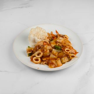 105. Lignje Szechwan i riža