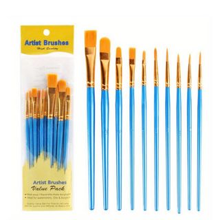 Lot De 10 Pinceaux En Nylon Pour Peinture