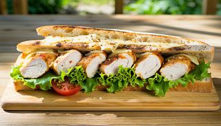 Чабата Пилешко роле и пушено топено сирене