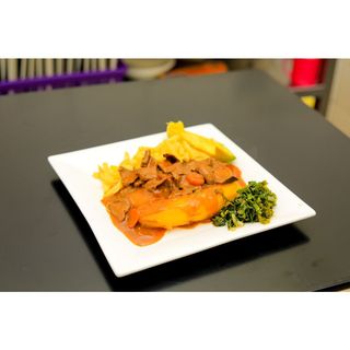 Half Chips, Half Katogo Matooke And Beef