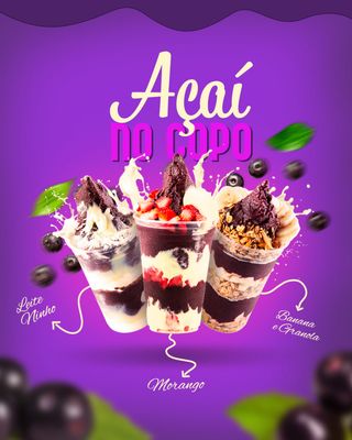 Açaí Grande 50cl + 3 Adicionais Grátis