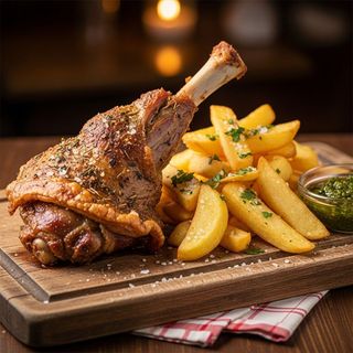 Goat & meat with chips