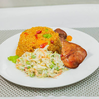 Jollof Rice With Chicken And Coleslaw