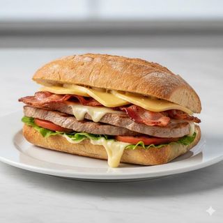 Bocadillo De Lomo Con Bacon Y Queso