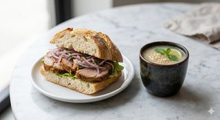 Pan Con Butifarra Y Quinua (250 Ml.)