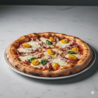 Pomodorini gialli, pancetta e ricotta salata