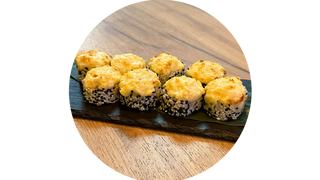 Pieczone w sezamie z krewetkami