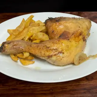 Muslo de Pollo al Horno con patatas fritas