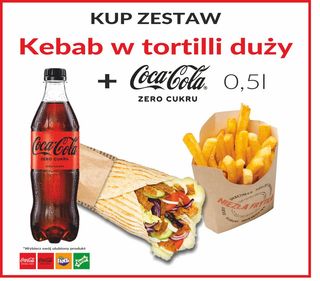 Zestaw Kebab w Tortilli duży + Frytki + napój