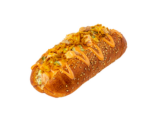 Ни хот-дог с томленой курицей в горчичном соусе