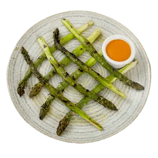 Espárragos a la brasa con romesco 