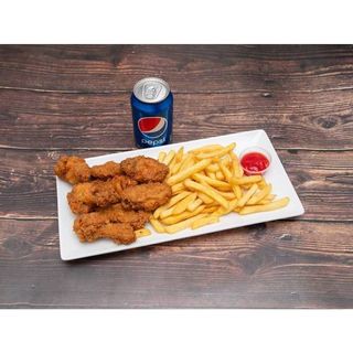 MEAL >> 6pcs BBQ  Wings, French Fries, Soda