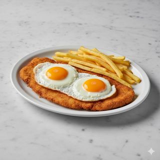 Milanesa De Ternera A Caballo Con Patatas Fritas