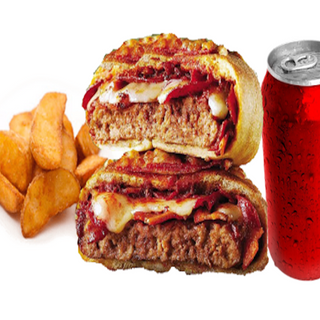 Menú pizza burger, patatas gajo y 1 bebida