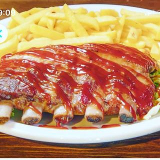 Ribs di suino affumicato 350 g con salsa Barbecue