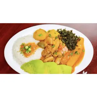 Katogo, White Rice & Fried Chicken