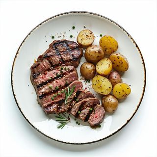 91 Maiale con patate alla piastra