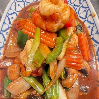 Phad Prik Phoa Con Langostinos