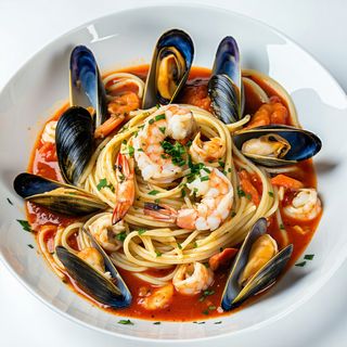 Spaghetti z owocami morza