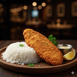 Панирано филе (200г) + Ориз (100г)