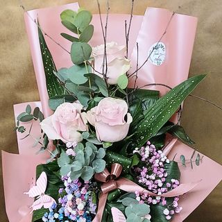 Buket - 3 ruže roze  