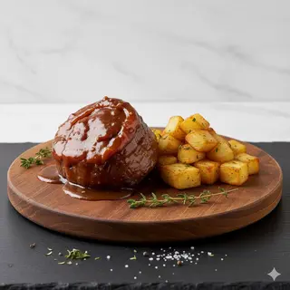 Carrillera Ibérica Glaseada Con Patata Dado