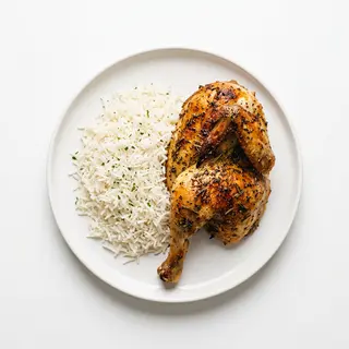 Medio Pollo Asado Con Arroz Basmati
