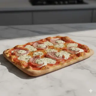 Pizza De Jamón Y Queso 30 Cm. X 40 Cm.