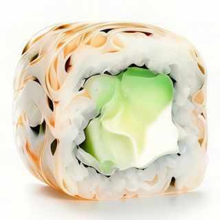 Uramaki de aguacate, pepino y shichimi (4 uds.)