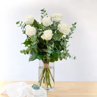 6 Rosas Blancas - Elegancia en blanco