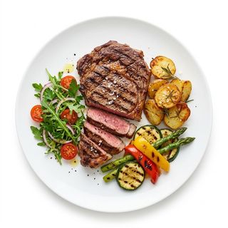 Entrecote Con Verdure, Insalata E Patate