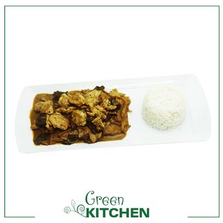 Poulet au saté et riz blanc