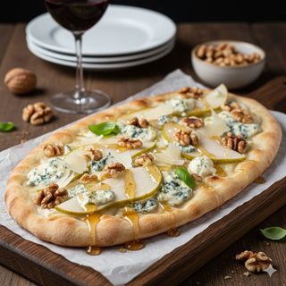 Pinsa z gruszką i gorgonzolą