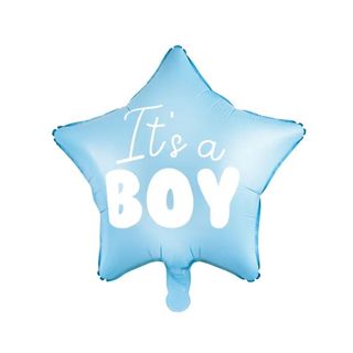 BALON FOLIOWY NA HEL - NIEBIESKA GWIAZDKA IT'S A BOY, 45 CM